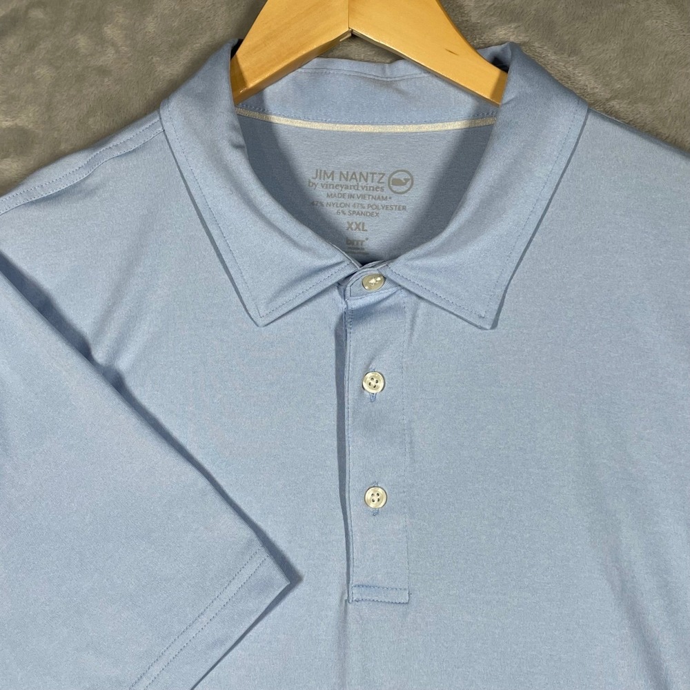 Jim Nantz Vineyard Vines Men XXL Blue brrr Performance Golf Polo Shirt Short Slv